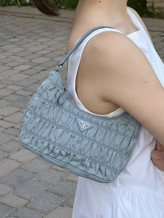 Prada Baby Blue Tessuto Gaufre Re-edition Shoulder Bag