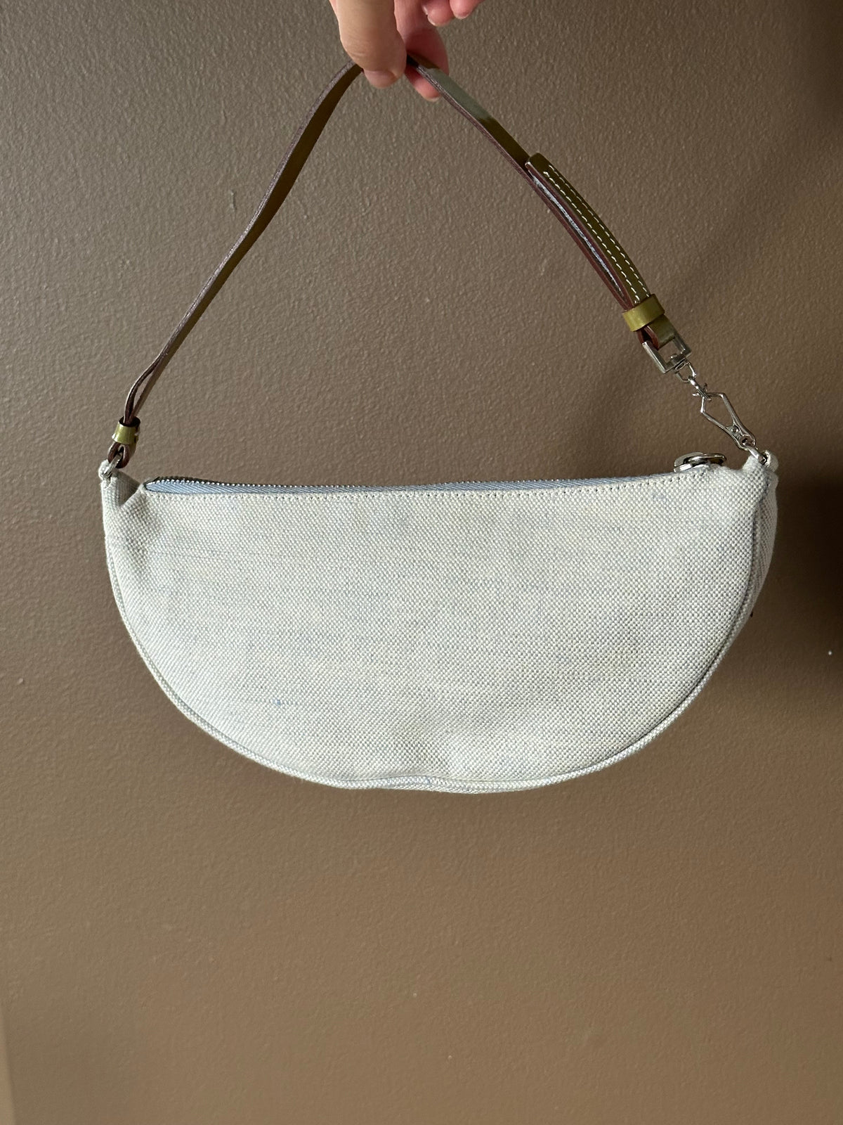 PRADA Rare Light Denim Canvas Crescent Shoulder Bag