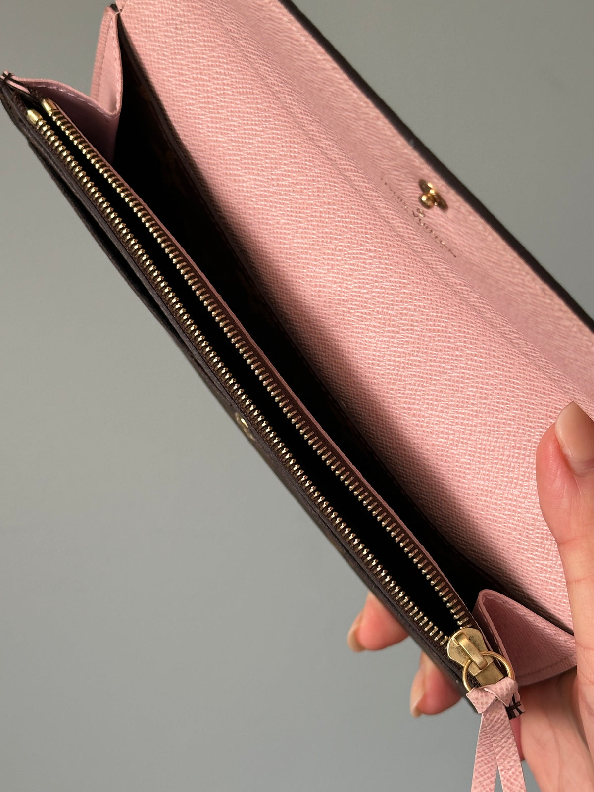 Louis Vuitton Emilie Monogram Wallet (Pink Button & Interior)