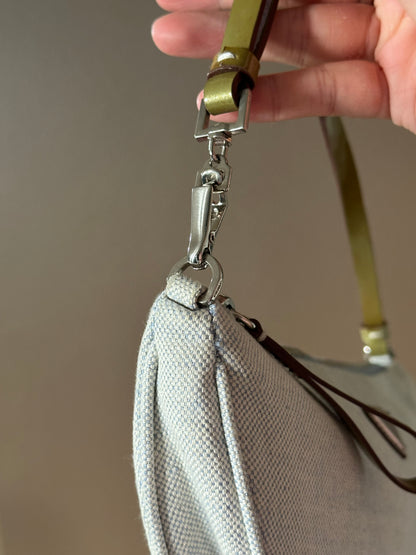 PRADA Rare Light Denim Canvas Crescent Shoulder Bag
