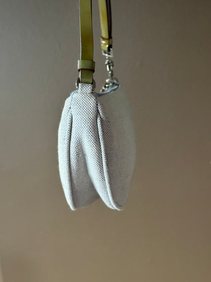 PRADA Rare Light Denim Canvas Crescent Shoulder Bag
