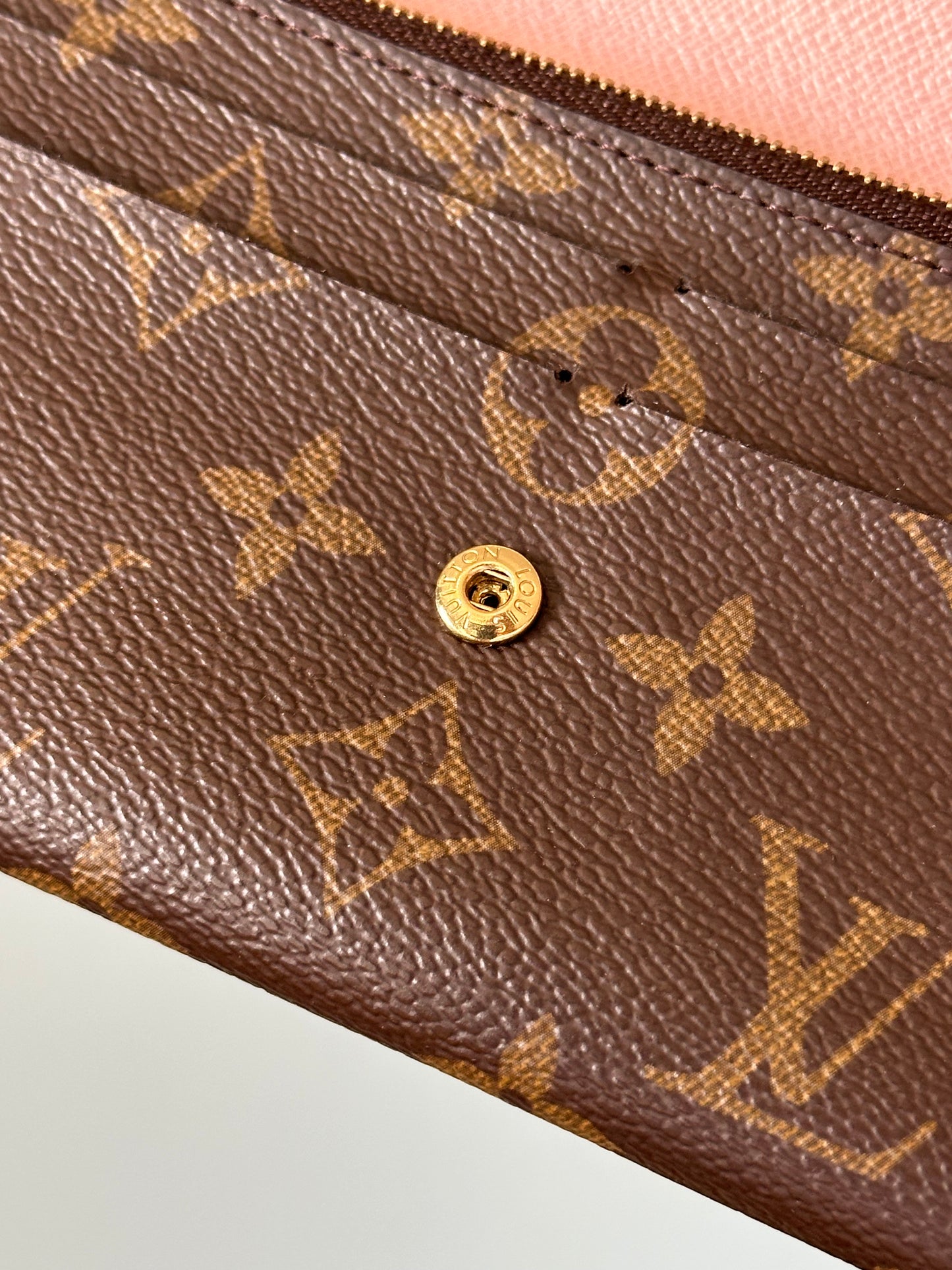 Louis Vuitton Emilie Monogram Wallet (Pink Button & Interior)
