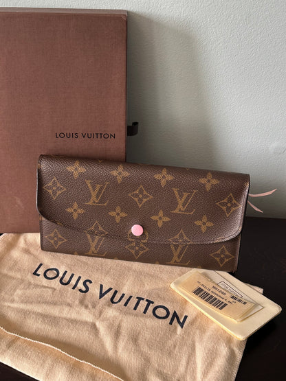 Louis Vuitton Emilie Monogram Wallet (Pink Button & Interior)