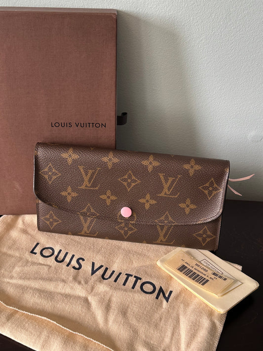 Louis Vuitton Emilie Monogram Wallet (Pink Button & Interior)