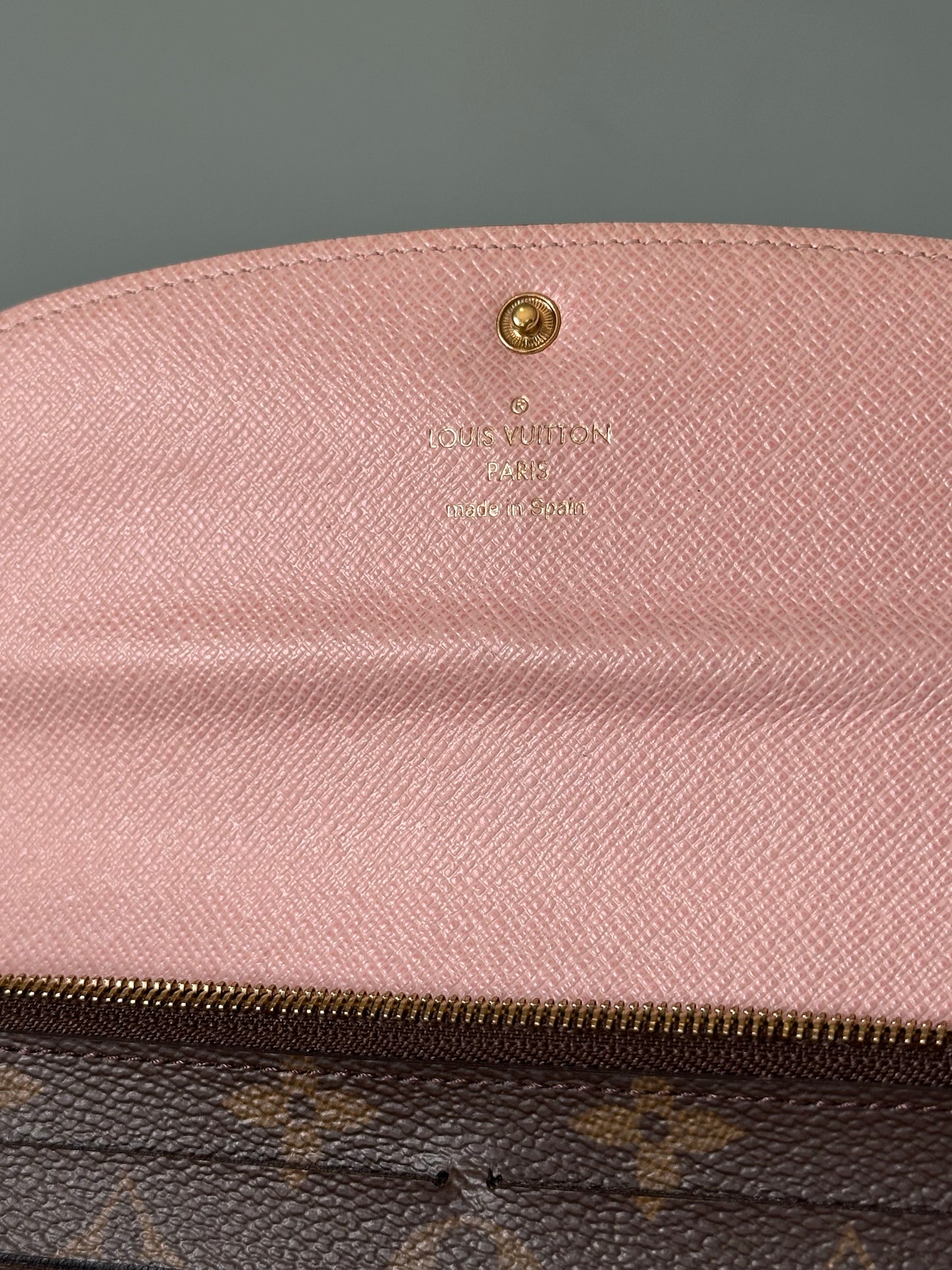 Louis Vuitton Emilie Monogram Wallet (Pink Button & Interior)