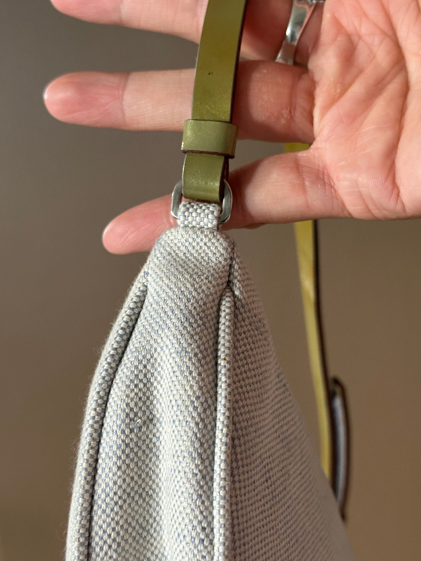 PRADA Rare Light Denim Canvas Crescent Shoulder Bag