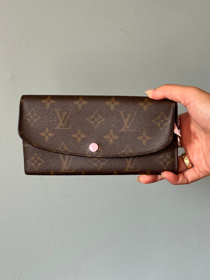 Louis Vuitton Emilie Monogram Wallet (Pink Button & Interior)