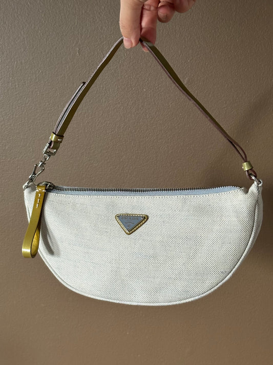 PRADA Rare Light Denim Canvas Crescent Shoulder Bag