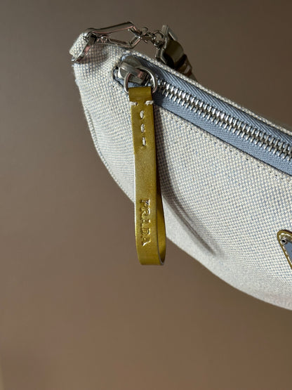 PRADA Rare Light Denim Canvas Crescent Shoulder Bag