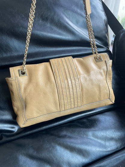 (Coming Soon) RARE Fendi Light Khaki Lambskin Baguette Shoulder/Crossbody Bag