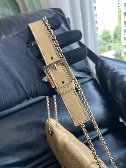 (Coming Soon) RARE Fendi Light Khaki Lambskin Baguette Shoulder/Crossbody Bag
