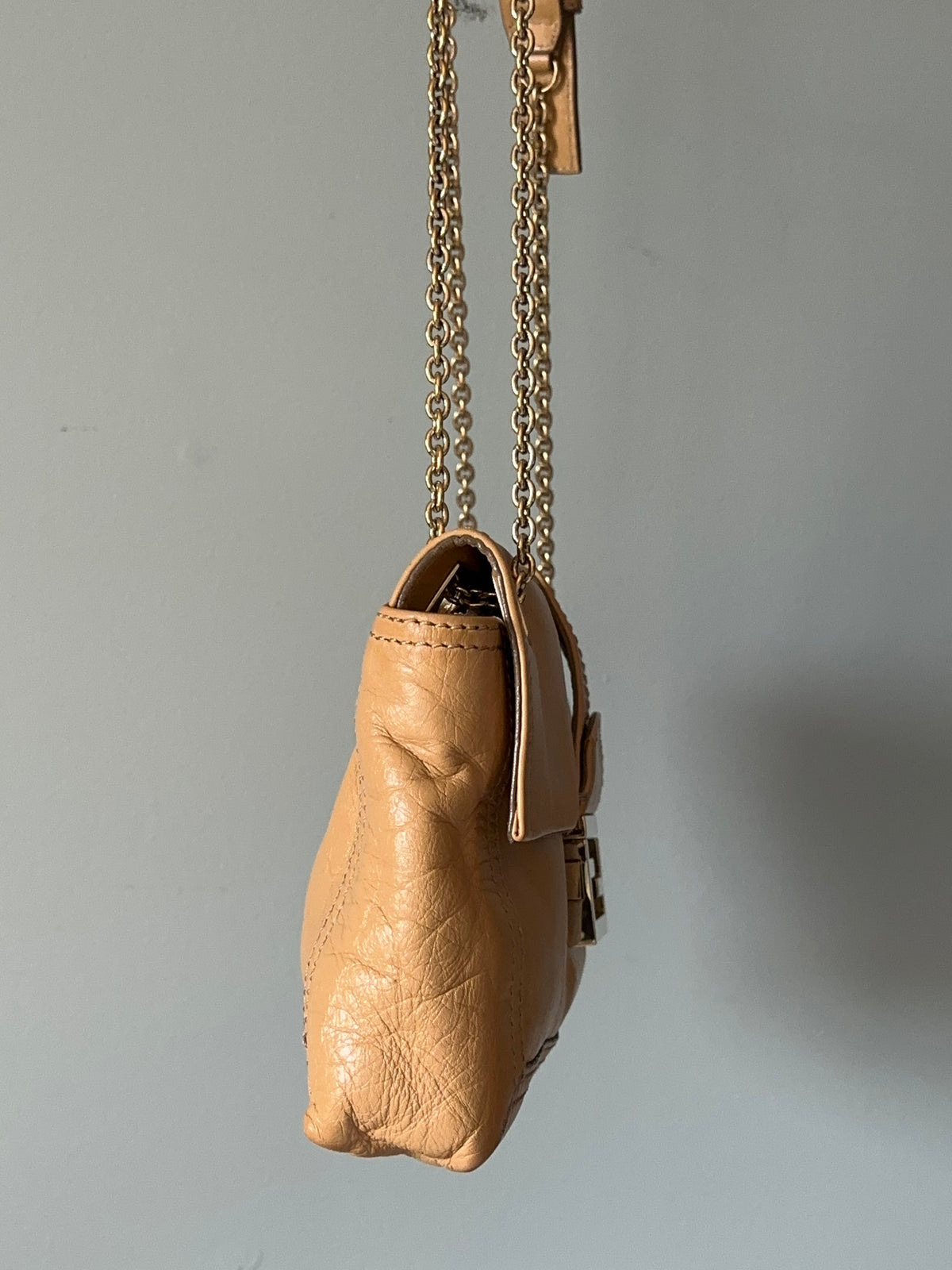 Fendi Lambskin Sand Beige Baguette Convertible Bag