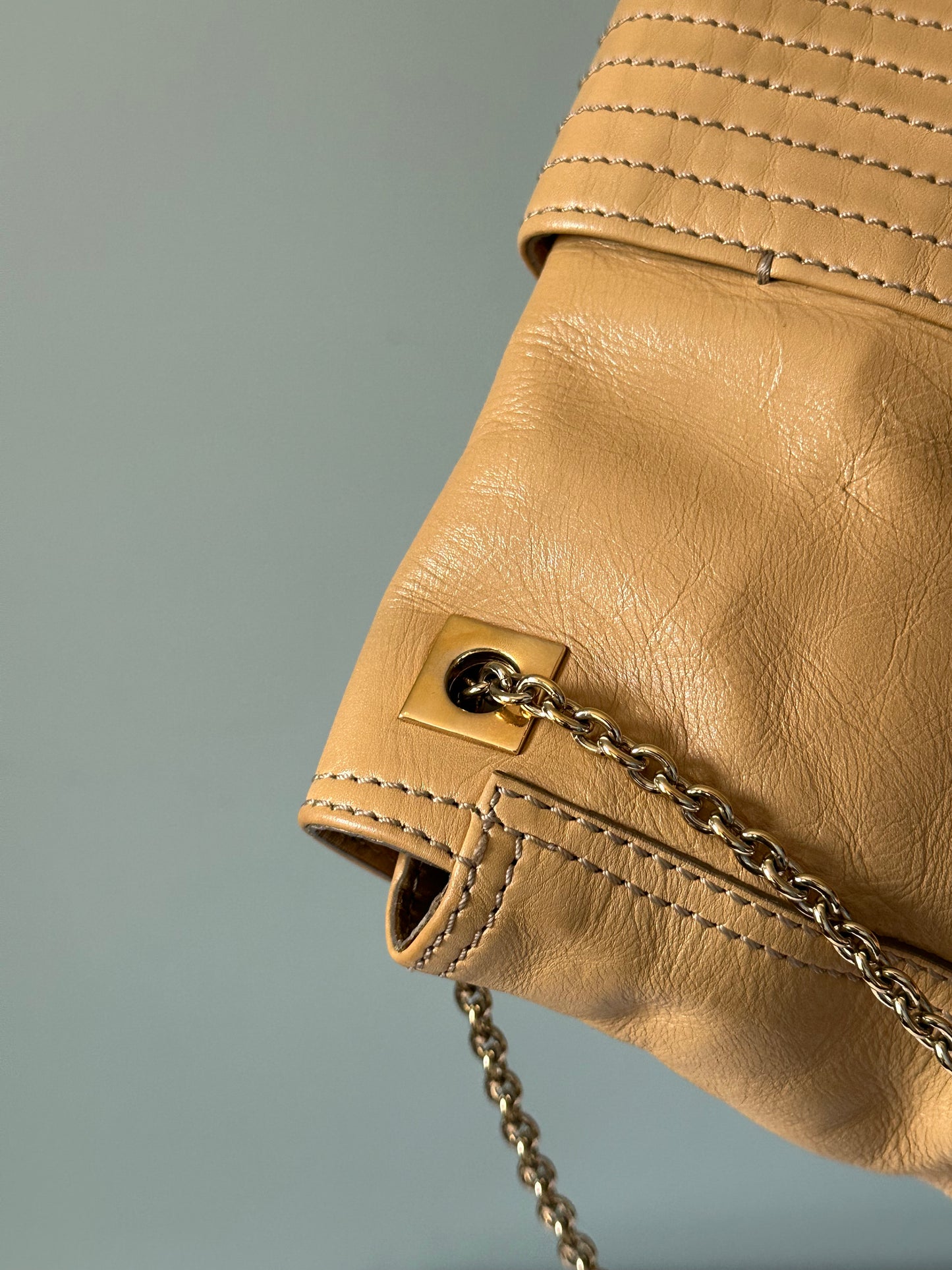 Fendi Lambskin Sand Beige Baguette Convertible Bag