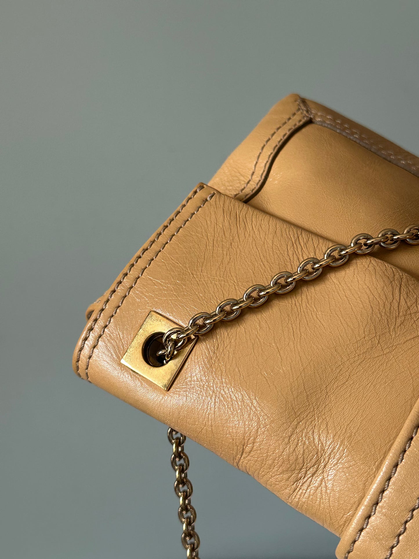 Fendi Lambskin Sand Beige Baguette Convertible Bag