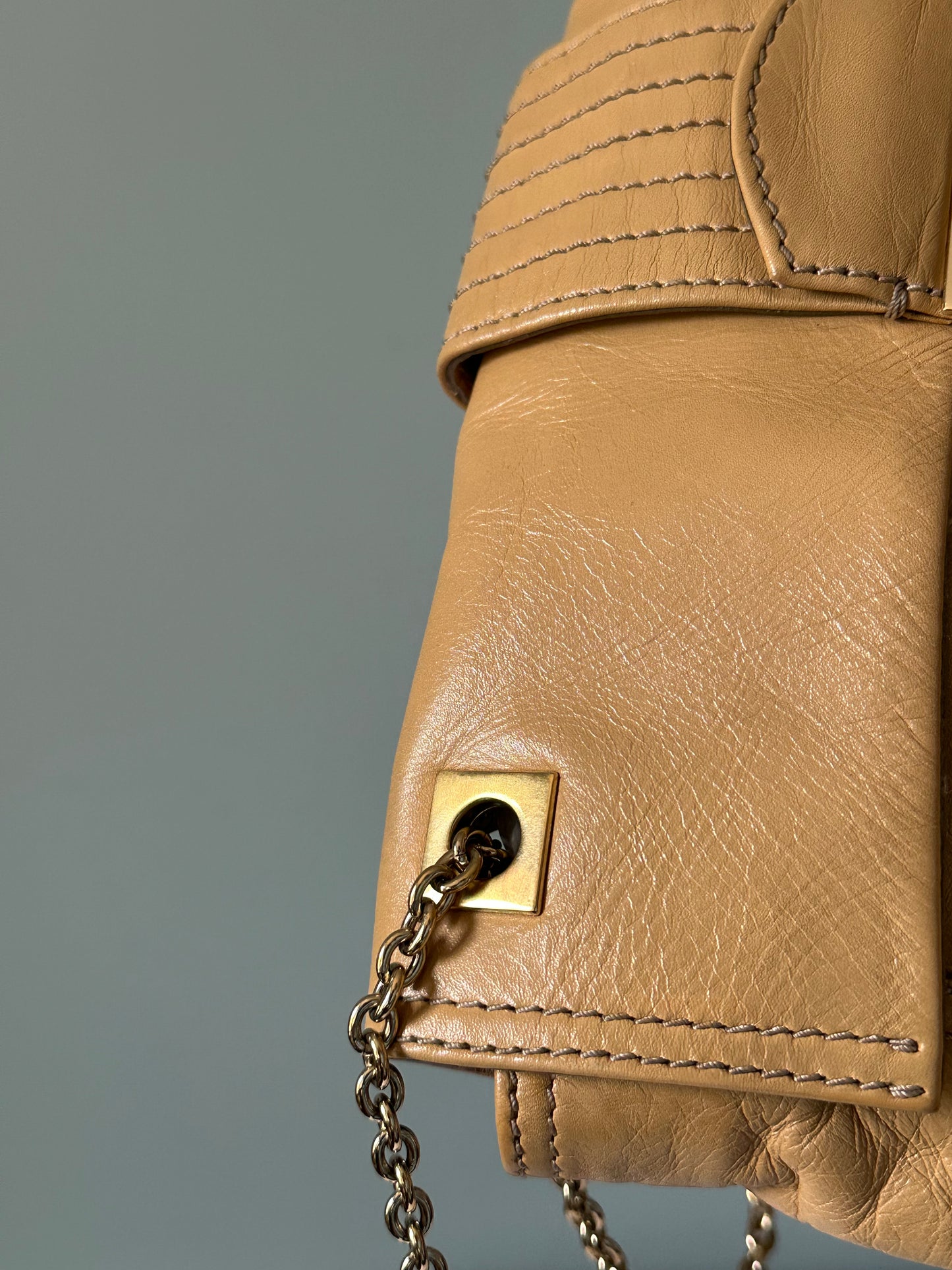 Fendi Lambskin Sand Beige Baguette Convertible Bag