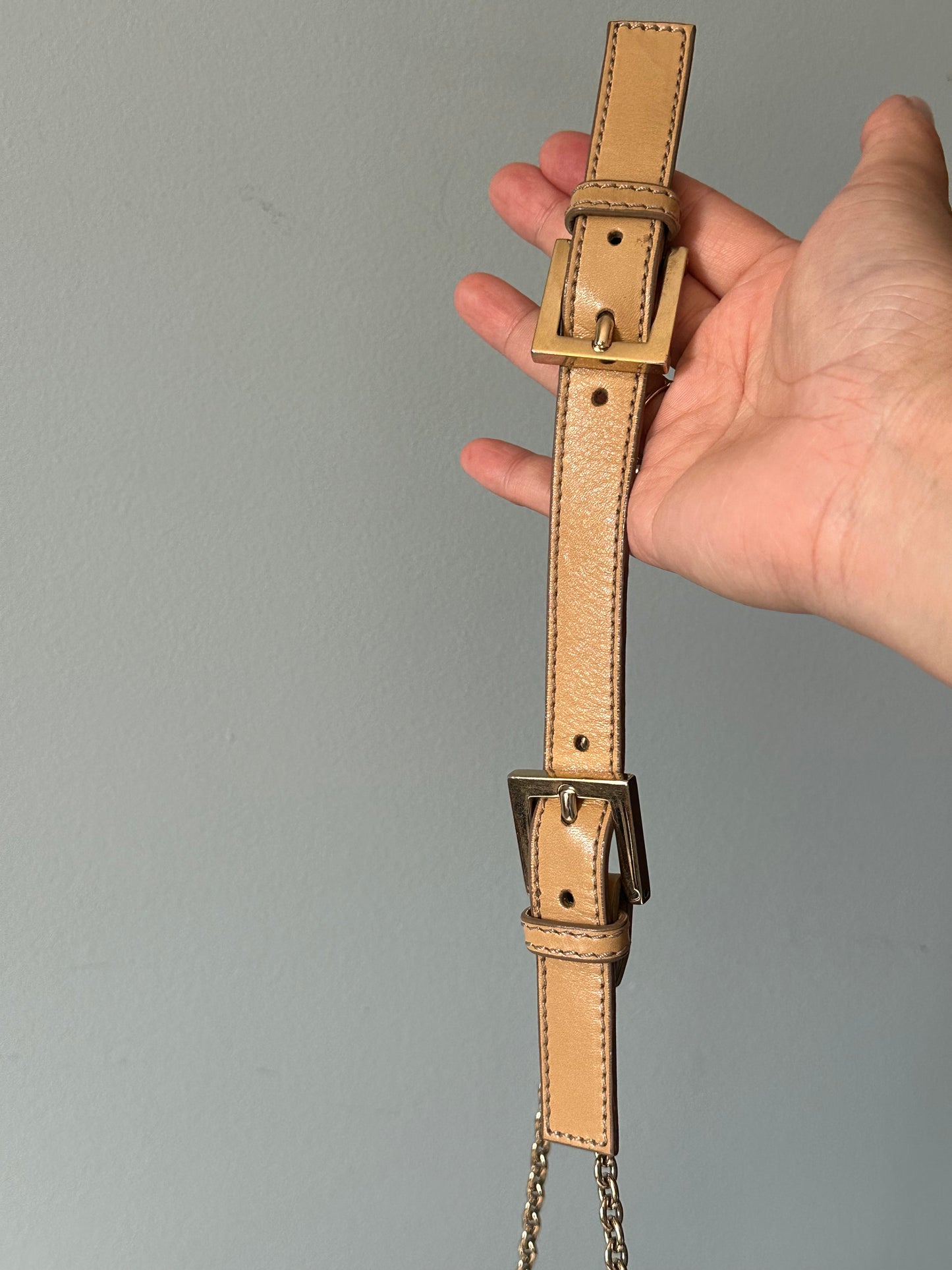Fendi Lambskin Sand Beige Baguette Convertible Bag