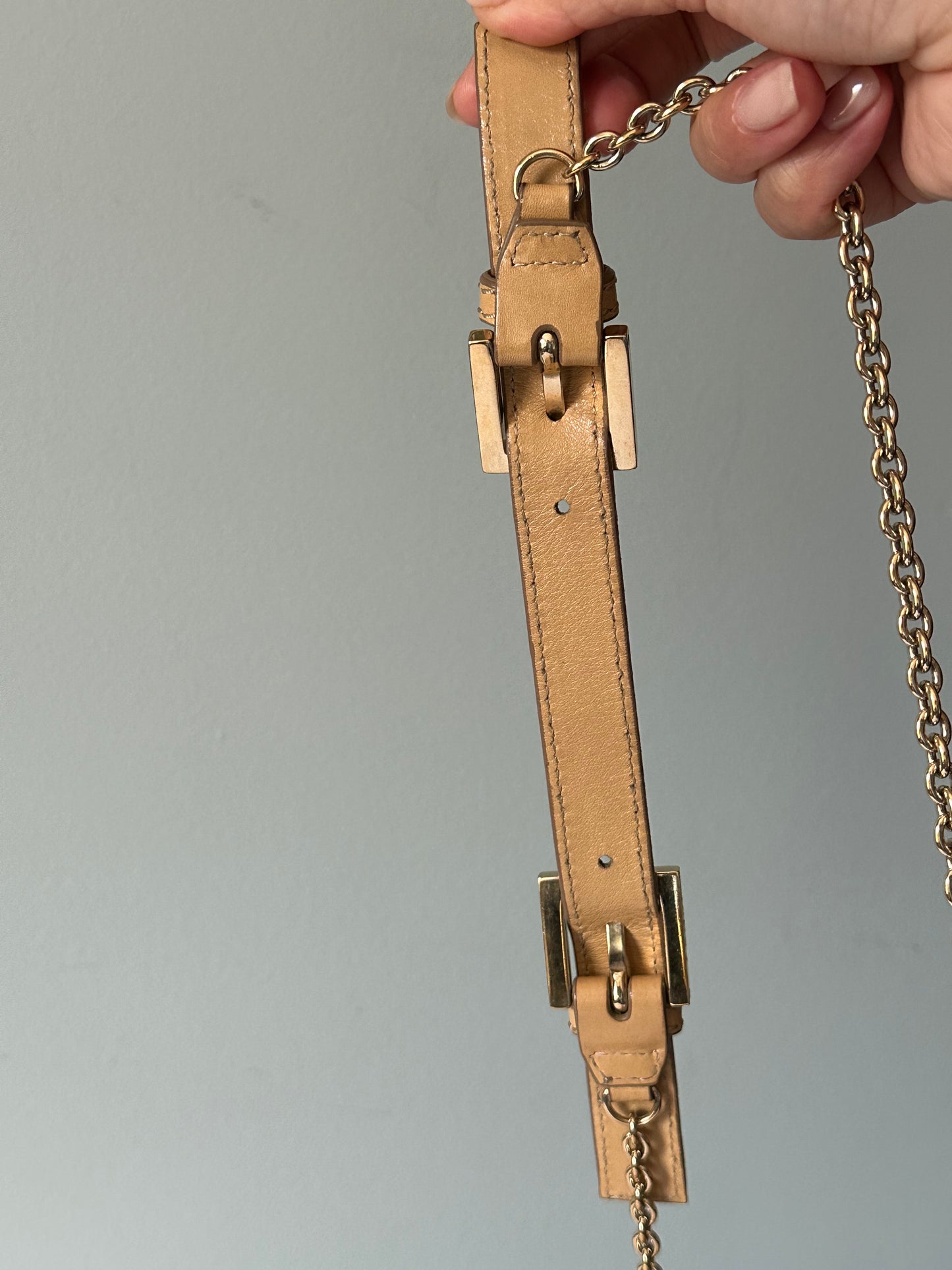 Fendi Lambskin Sand Beige Baguette Convertible Bag