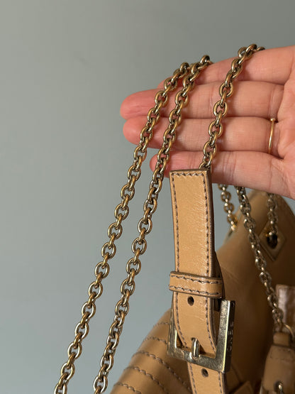 Fendi Lambskin Sand Beige Baguette Convertible Bag