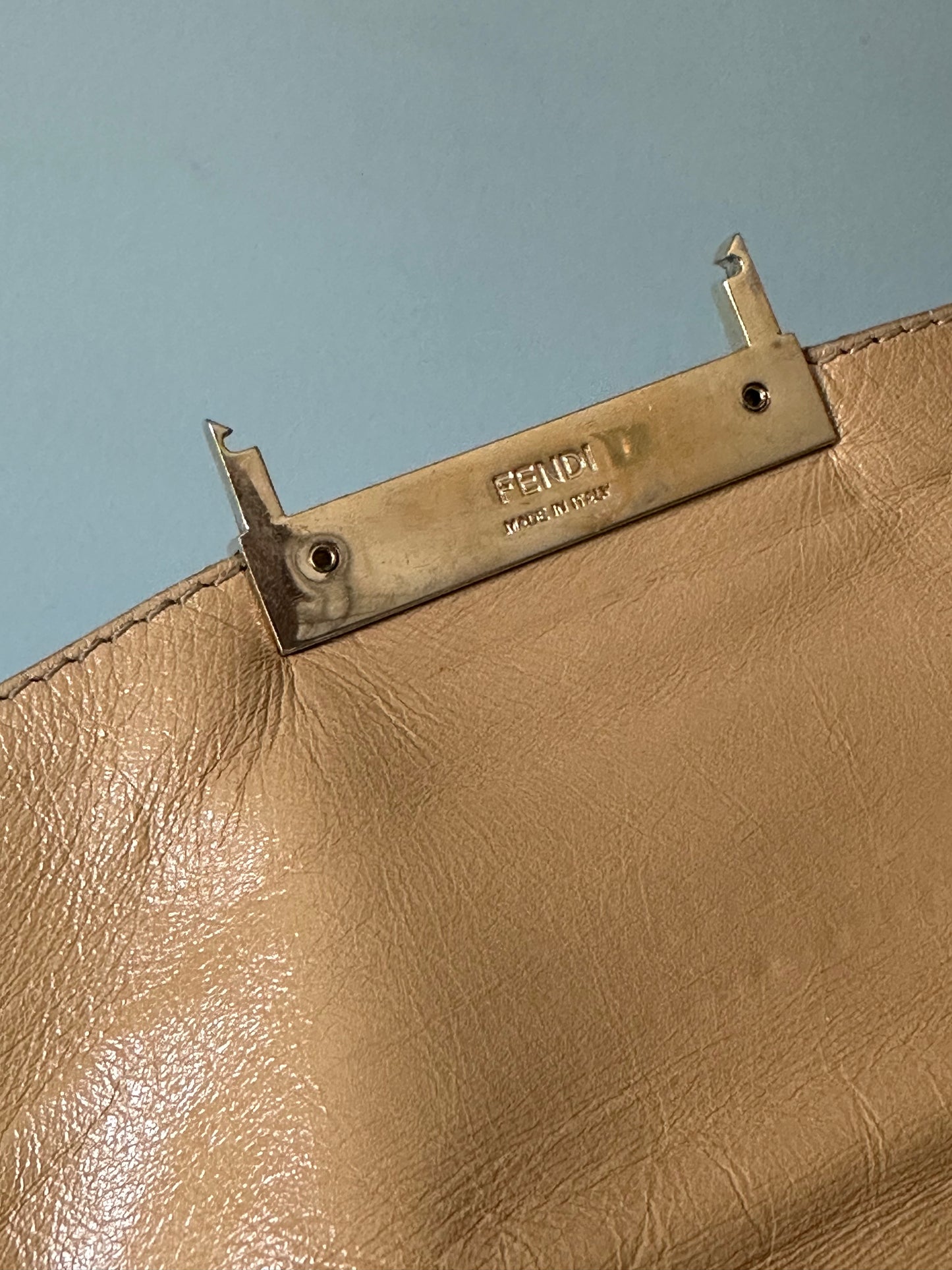 Fendi Lambskin Sand Beige Baguette Convertible Bag