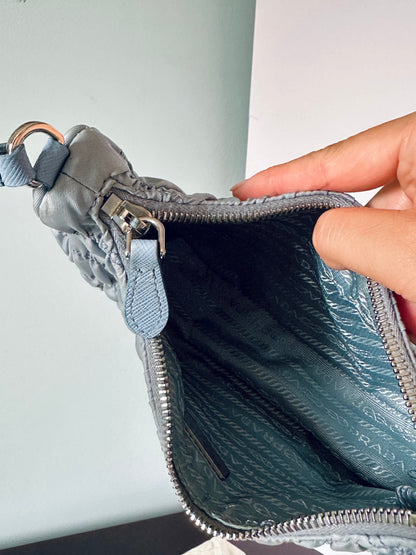 Prada Baby Blue Tessuto Gaufre Re-edition Shoulder Bag
