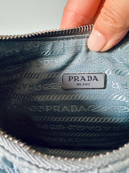 Prada Baby Blue Tessuto Gaufre Re-edition Shoulder Bag