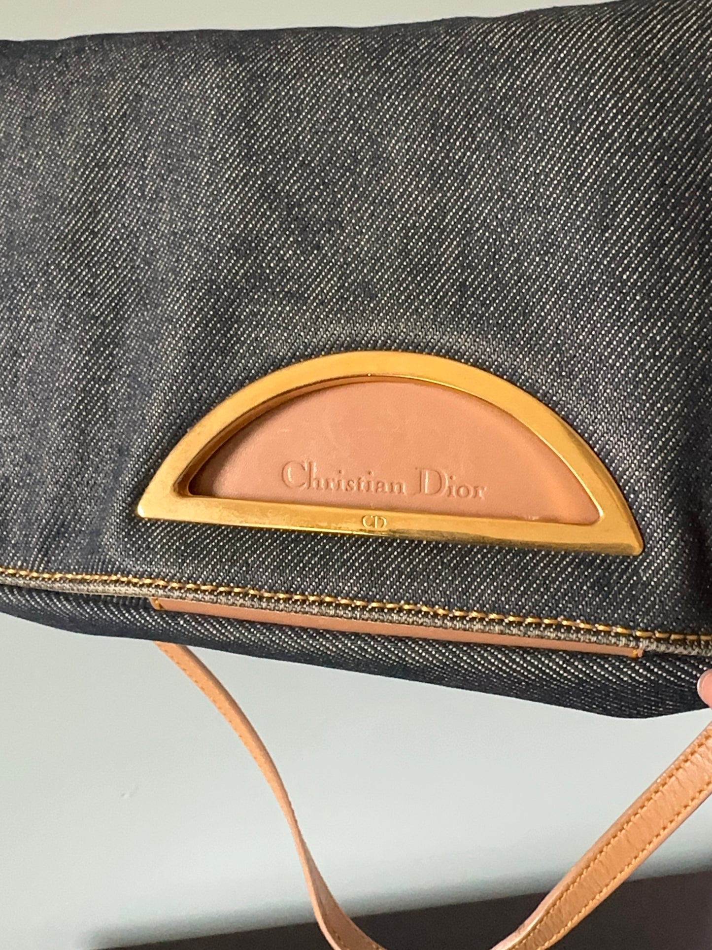 Christian Dior Malice Denim Golden Bead Shoulder Bag