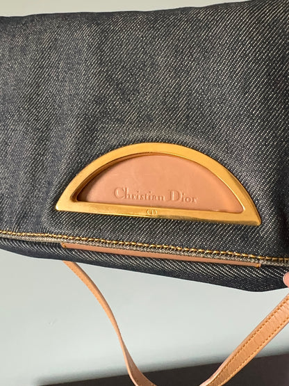 Christian Dior Malice Denim Golden Bead Shoulder Bag