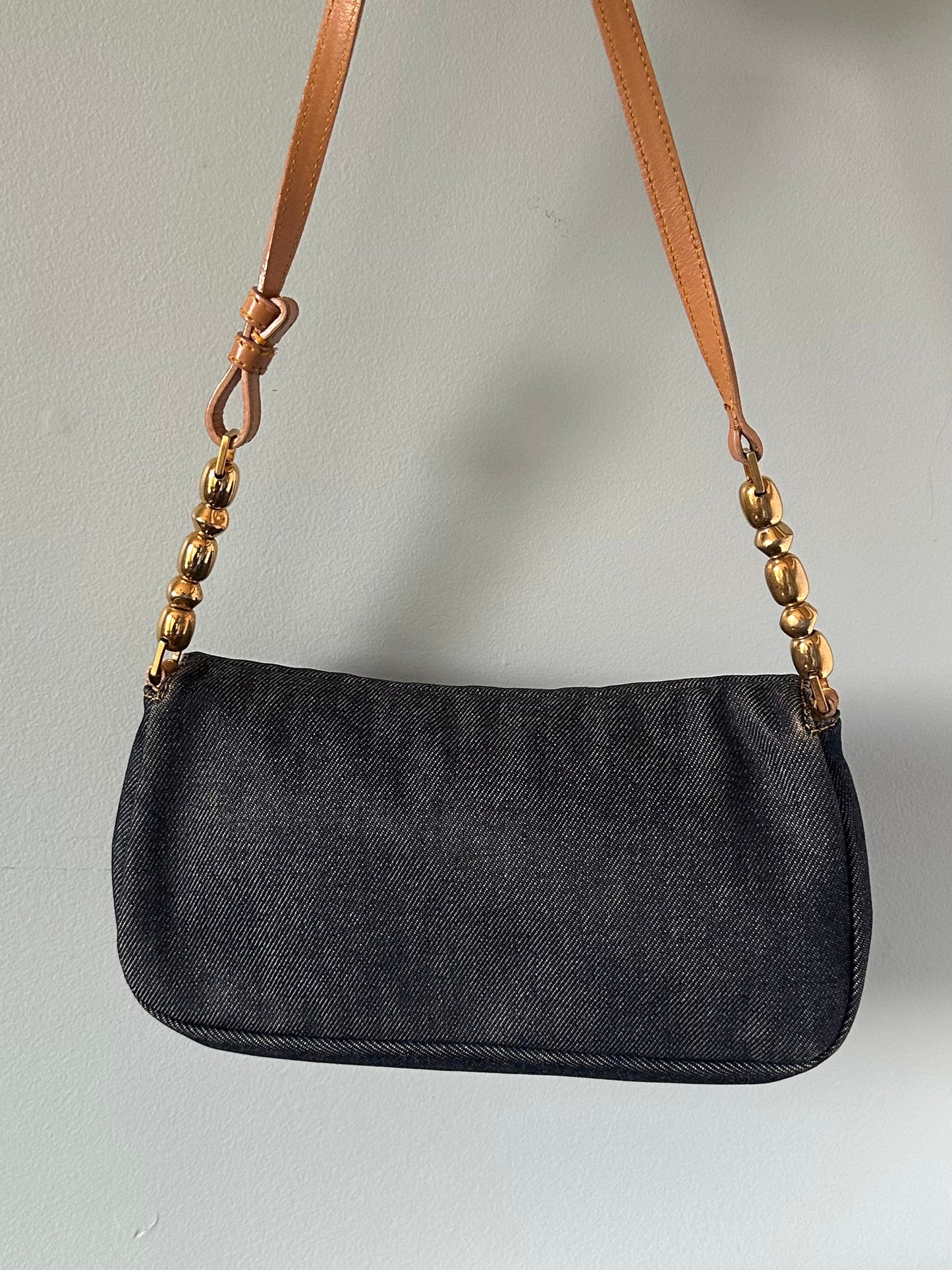 Christian Dior Malice Denim Golden Bead Shoulder Bag