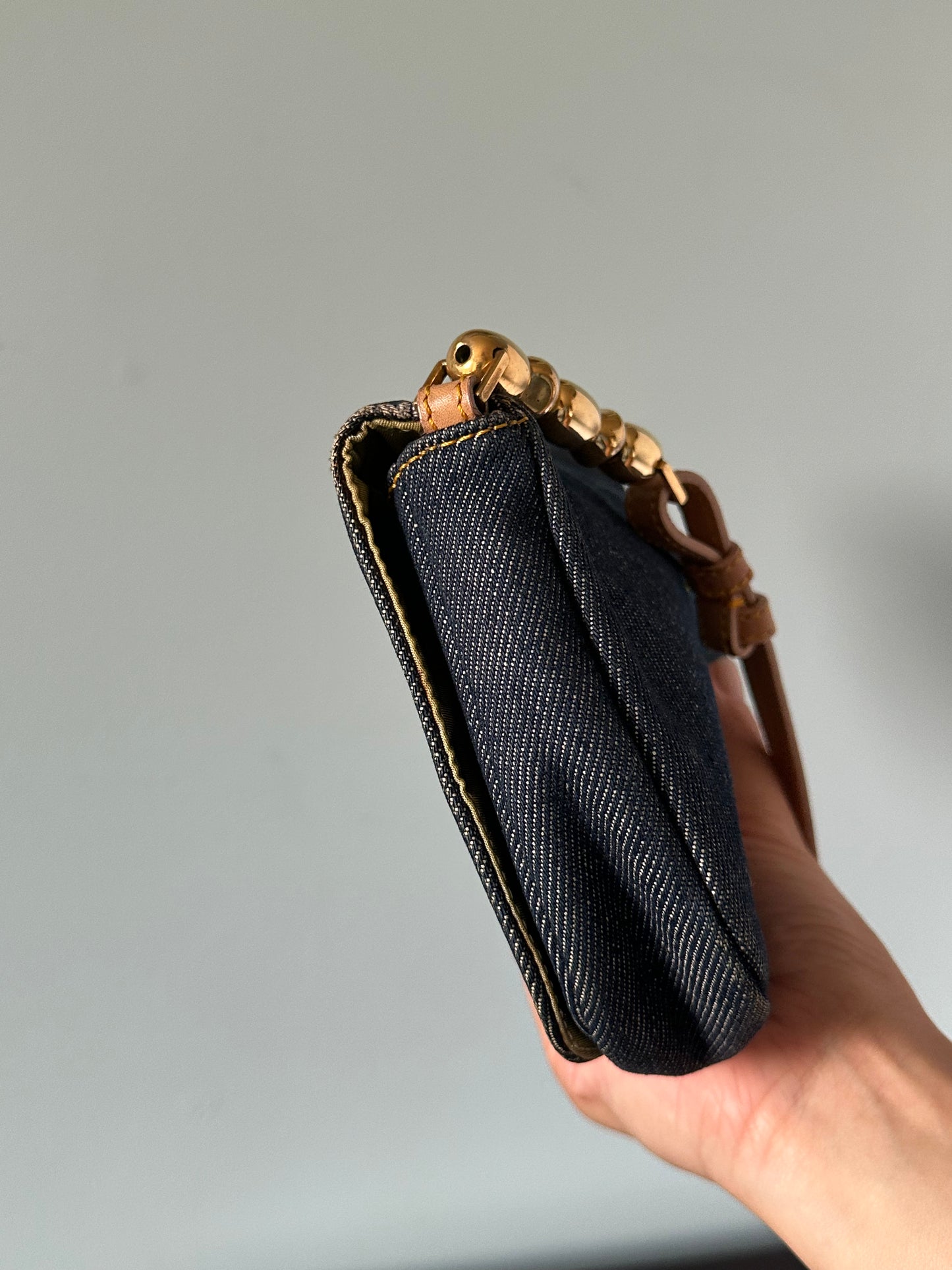 Christian Dior Malice Denim Golden Bead Shoulder Bag