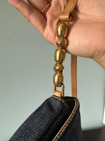 Christian Dior Malice Denim Golden Bead Shoulder Bag