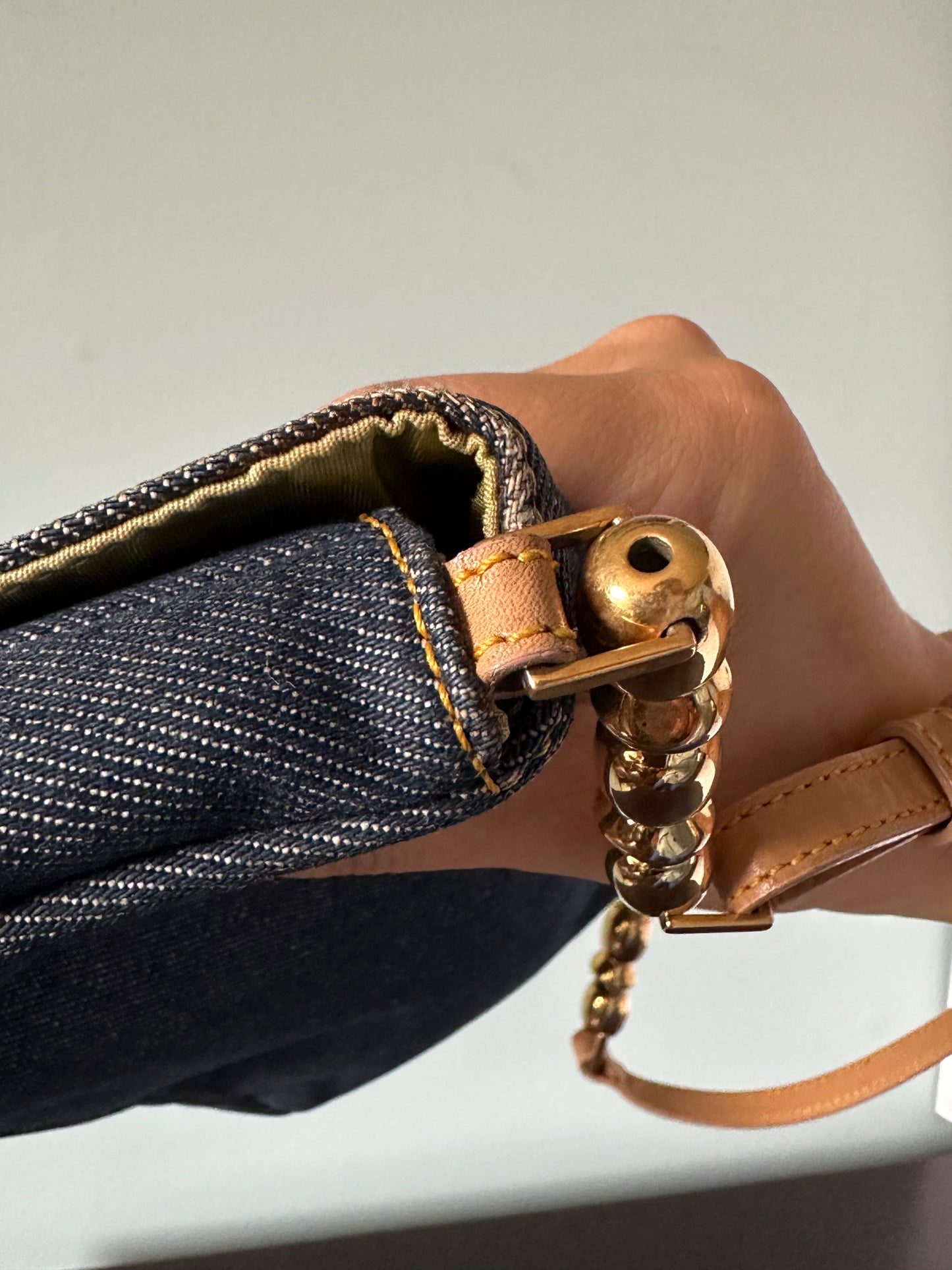 Christian Dior Malice Denim Golden Bead Shoulder Bag