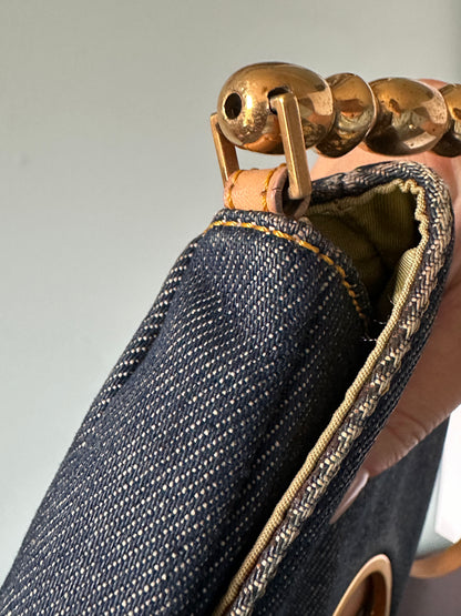 Christian Dior Malice Denim Golden Bead Shoulder Bag