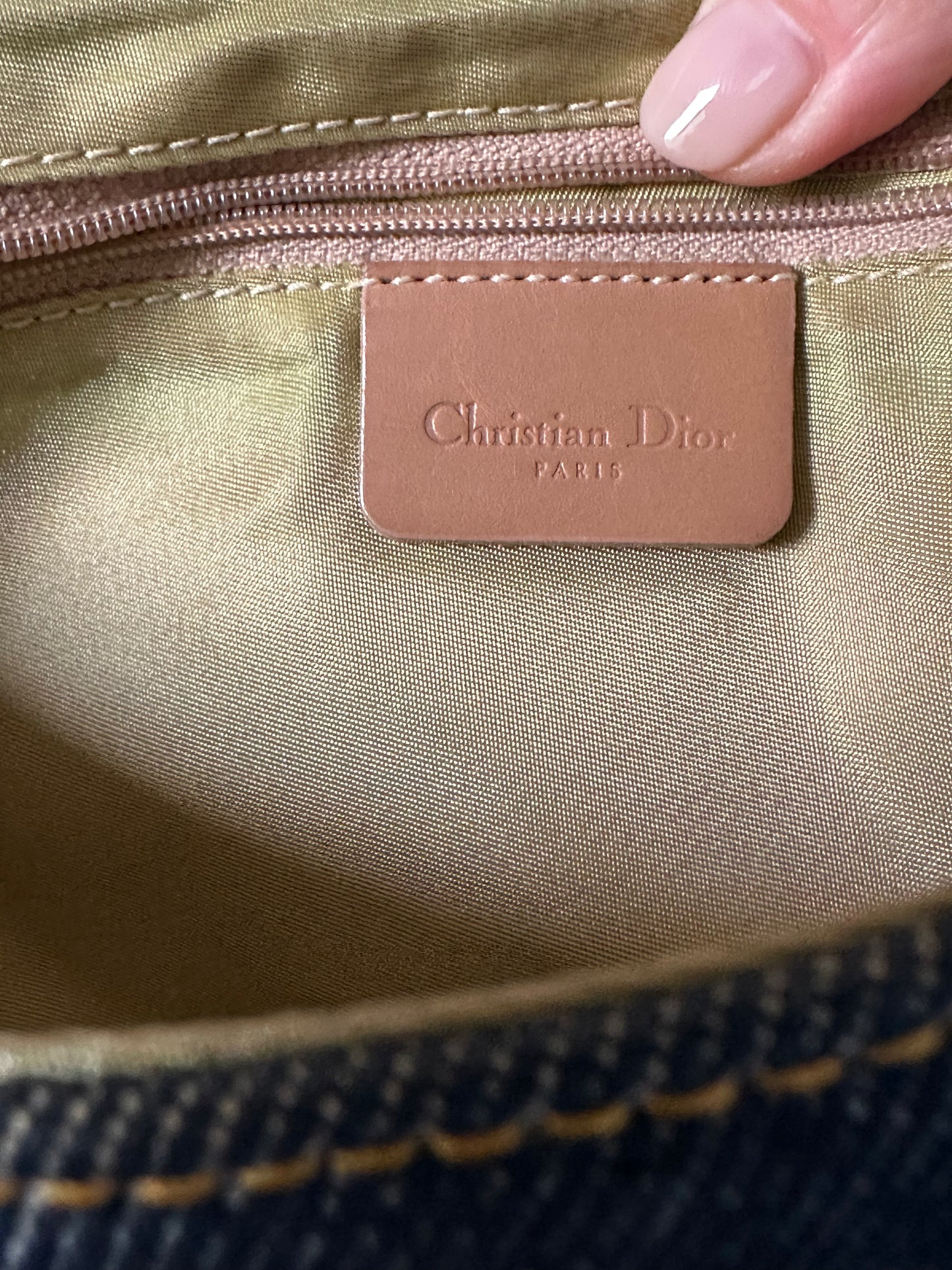 Christian Dior Malice Denim Golden Bead Shoulder Bag