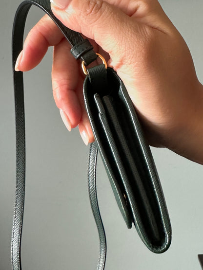 Prada Emerald Green Saffiano Continental Wallet on Strap