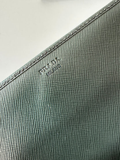 Prada Emerald Green Saffiano Continental Wallet on Strap