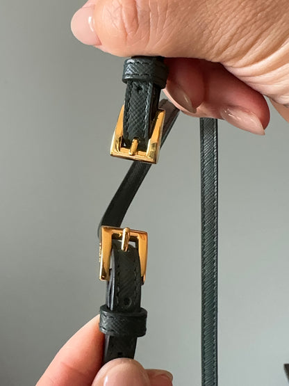 Prada Emerald Green Saffiano Continental Wallet on Strap