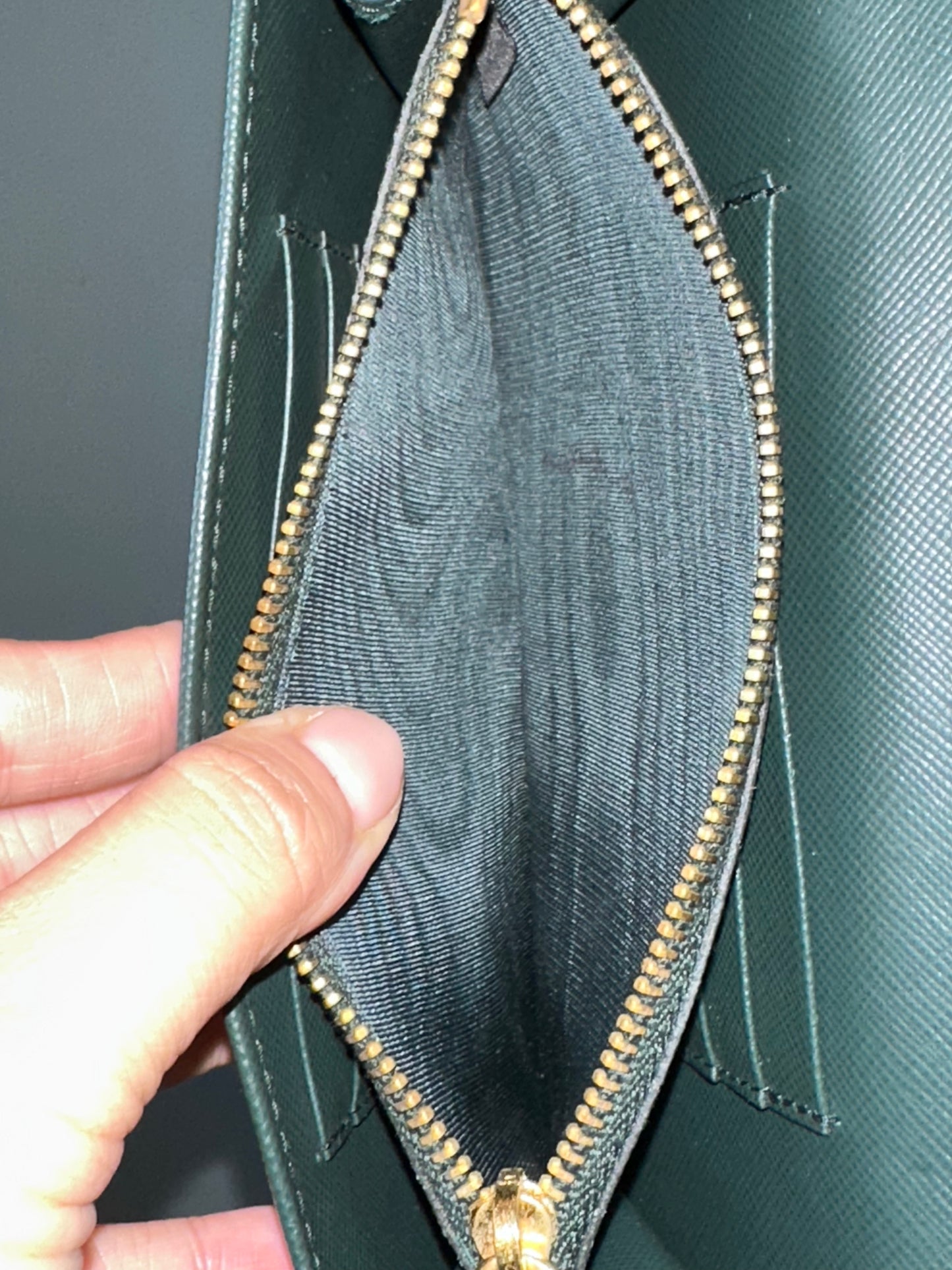 Prada Emerald Green Saffiano Continental Wallet on Strap