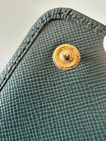 Prada Emerald Green Saffiano Continental Wallet on Strap