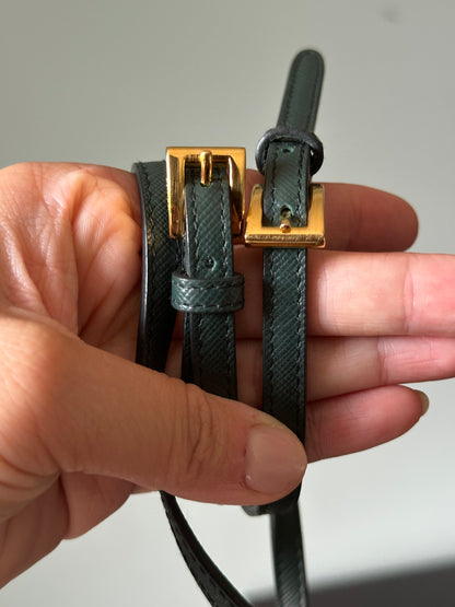 Prada Emerald Green Saffiano Continental Wallet on Strap