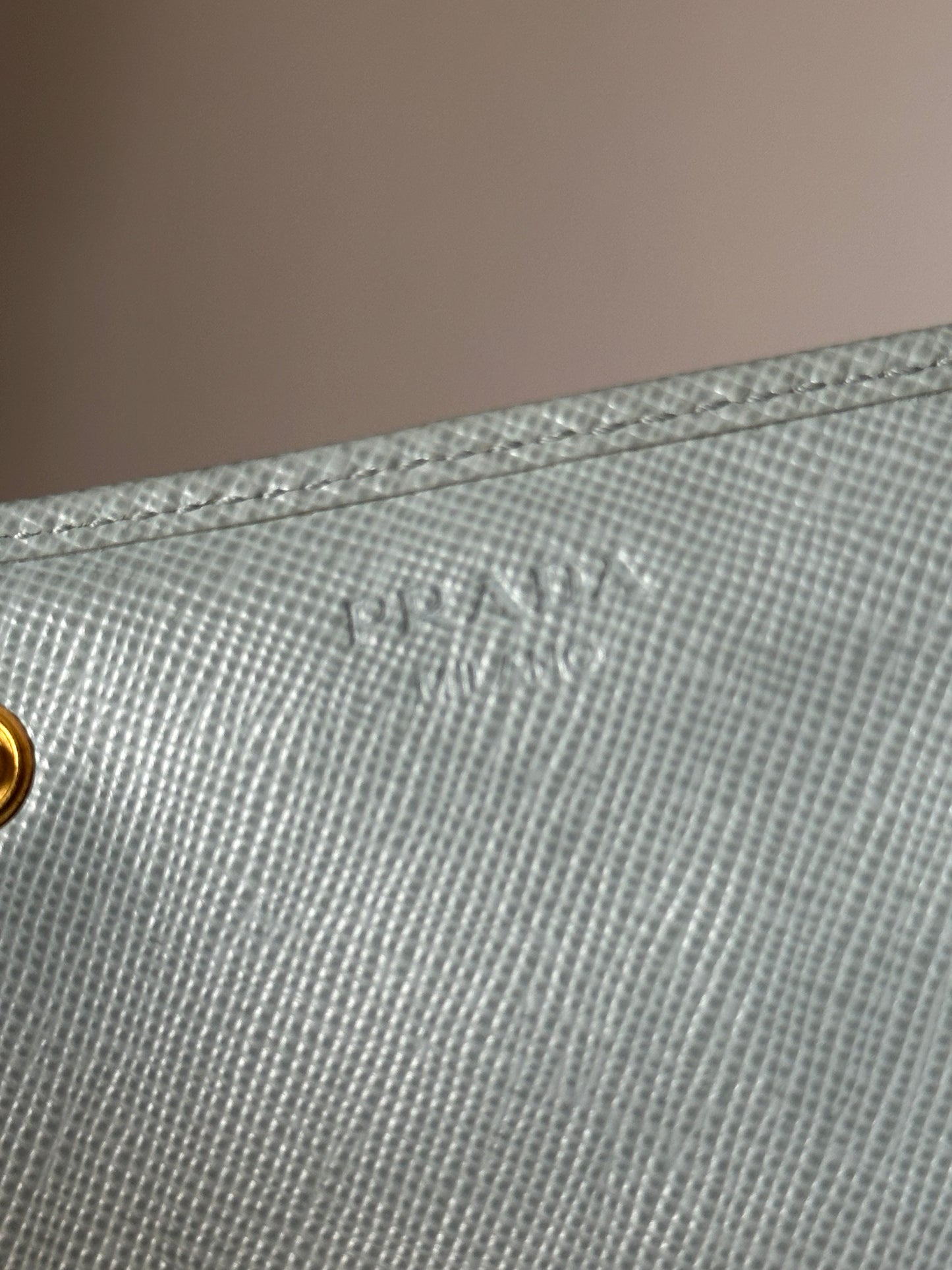 Prada Baby Blue Saffiano Continental Wallet with Chain
