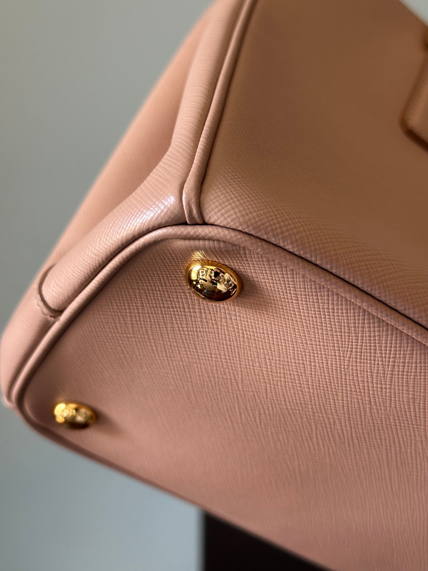 Prada Beige Saffiano Leather Double Zip Galleria Tote with Strap