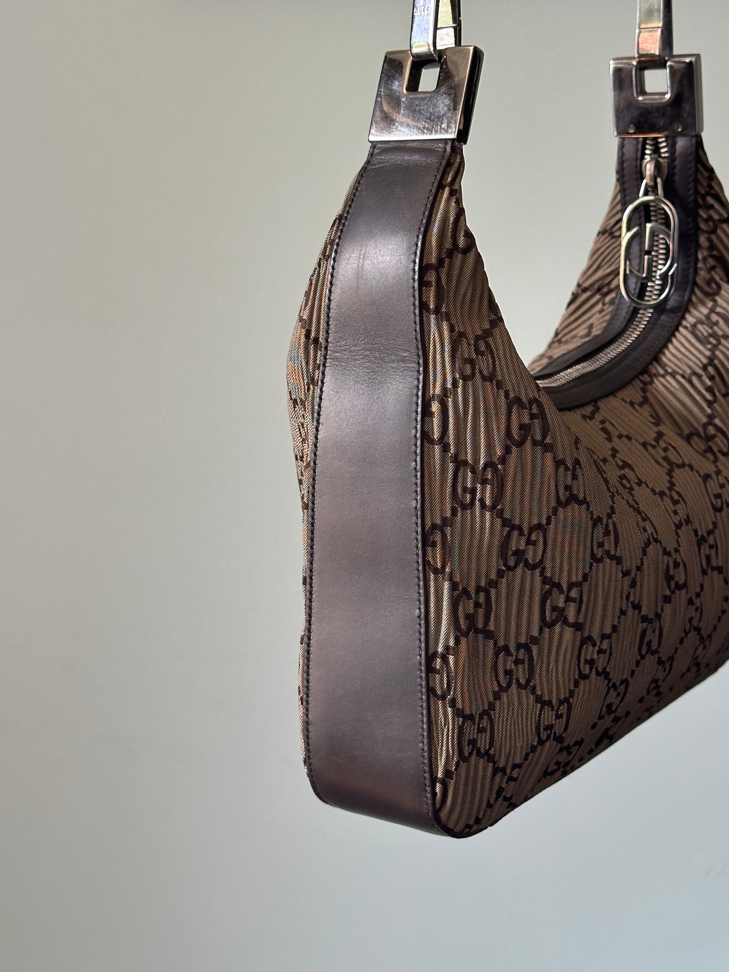 Gucci GG Pleated Monogram Hobo Shoulder Bag