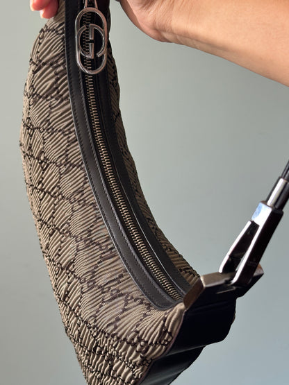 Gucci GG Pleated Monogram Hobo Shoulder Bag