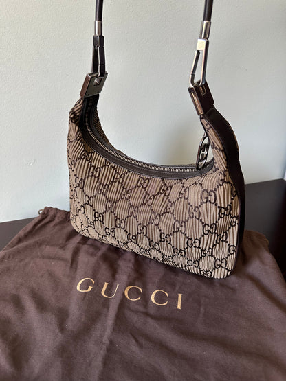Gucci GG Pleated Monogram Hobo Shoulder Bag