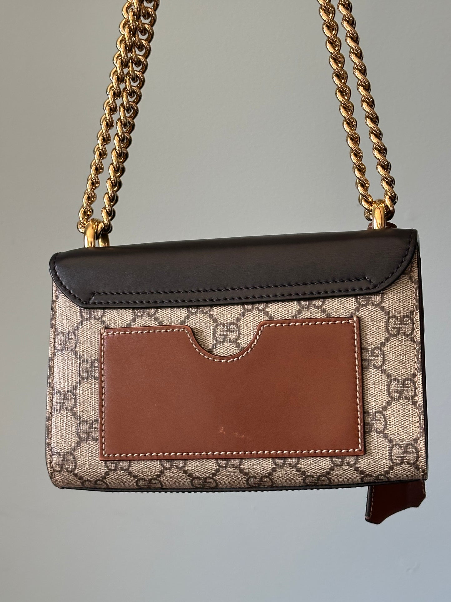 Gucci Small GG Supreme Black Padlock Shoulder Crossbody Bag