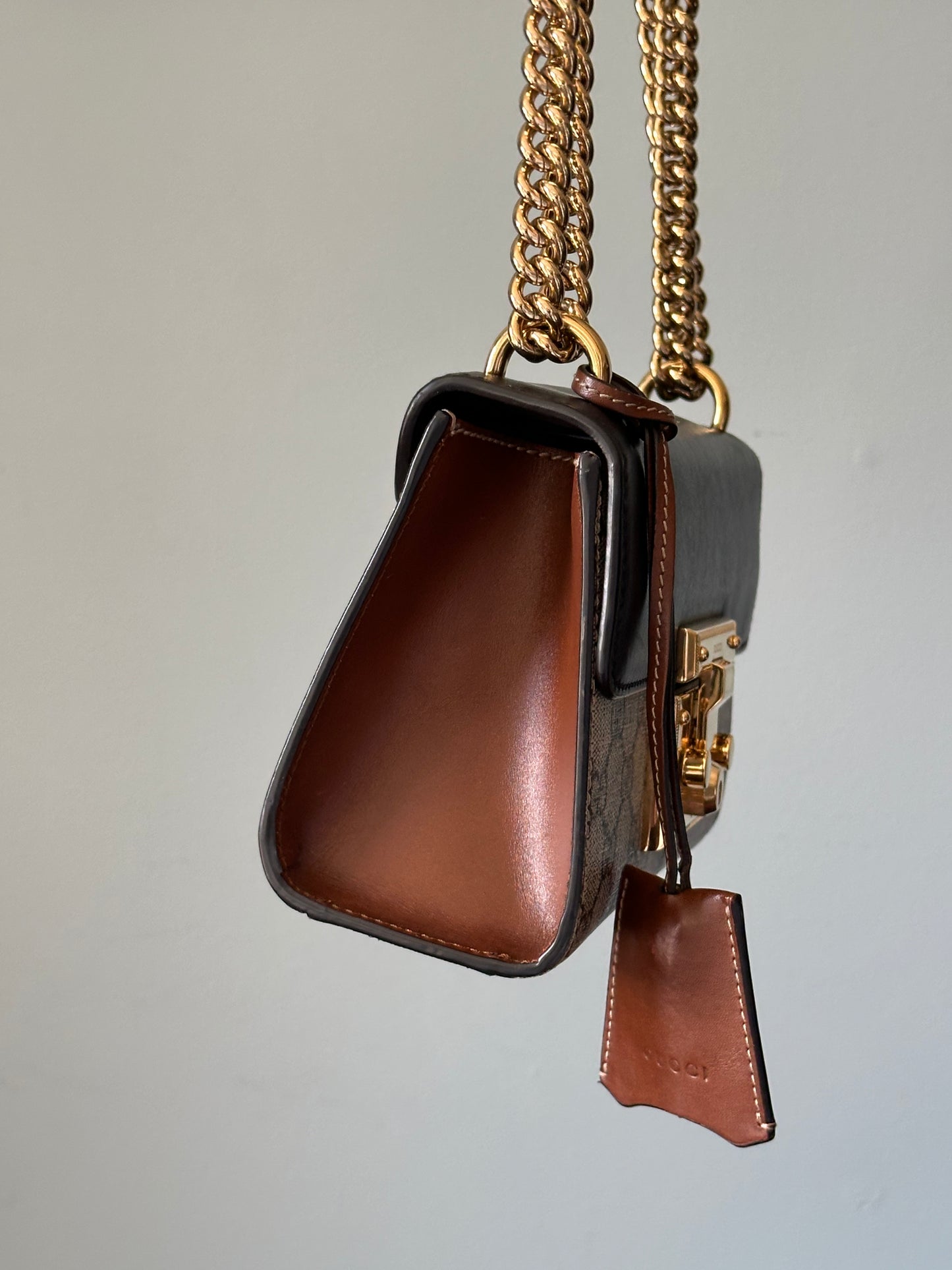 Gucci Small GG Supreme Black Padlock Shoulder Crossbody Bag