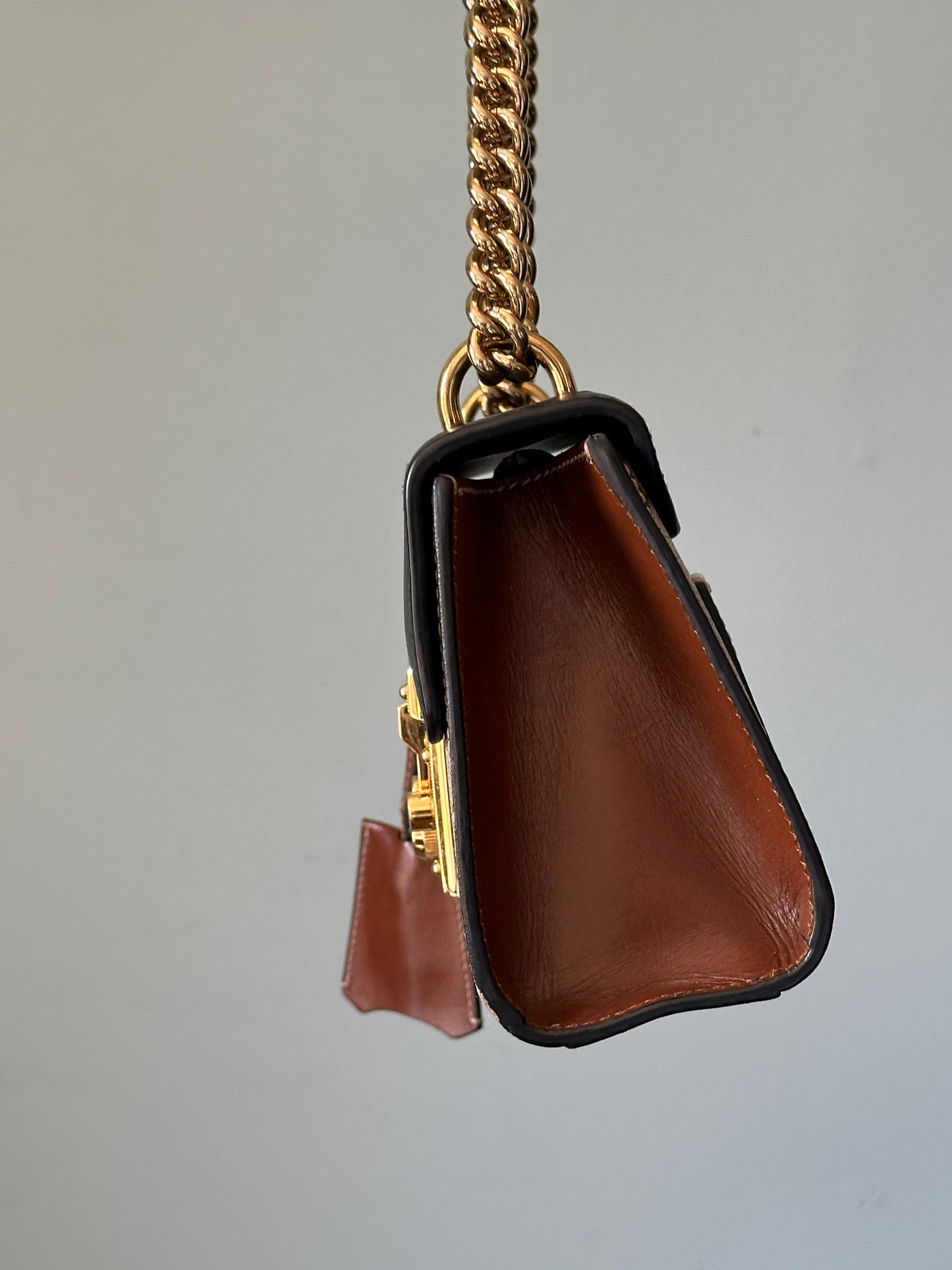Gucci Small GG Supreme Black Padlock Shoulder Crossbody Bag
