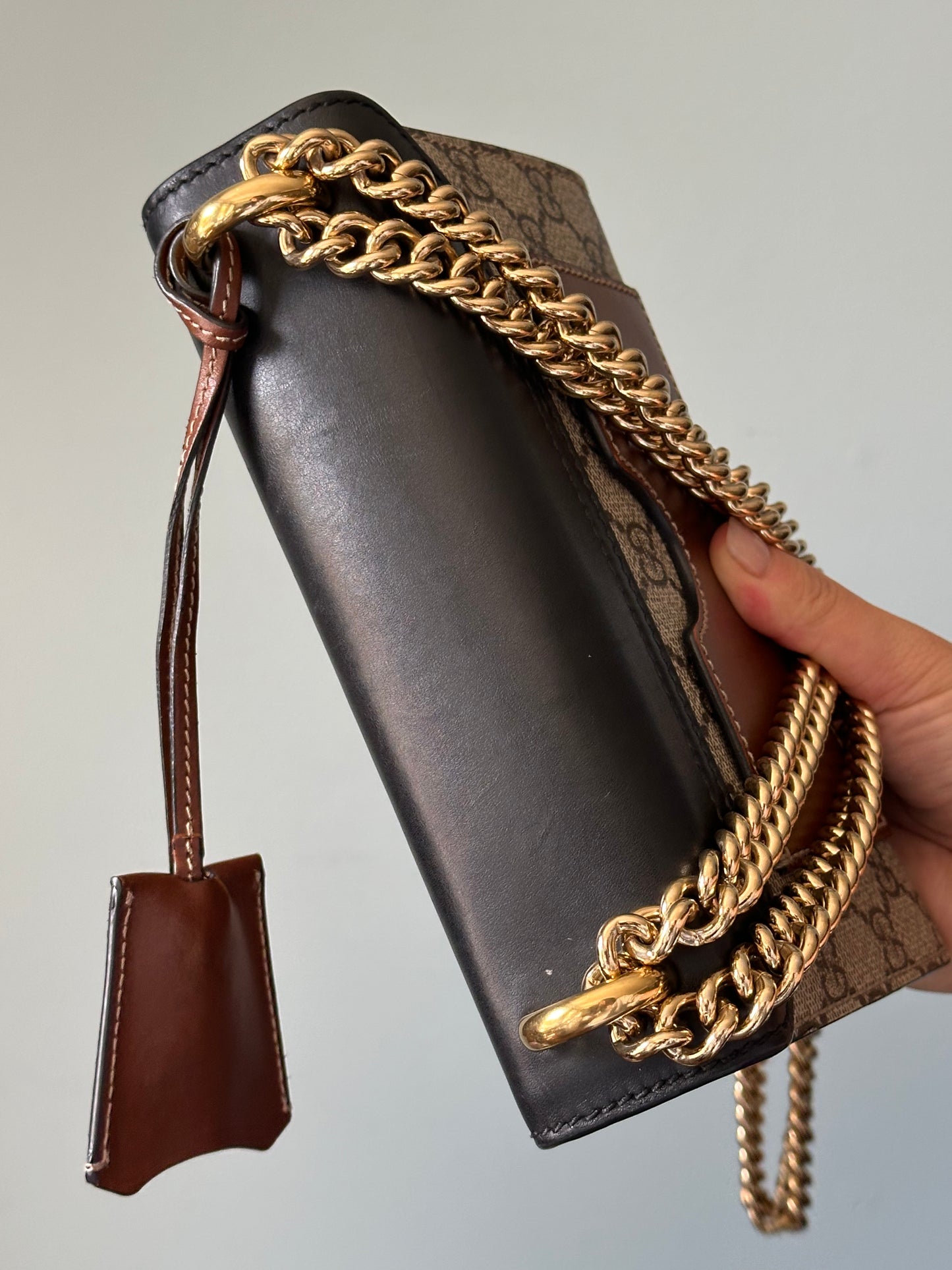 Gucci Small GG Supreme Black Padlock Shoulder Crossbody Bag