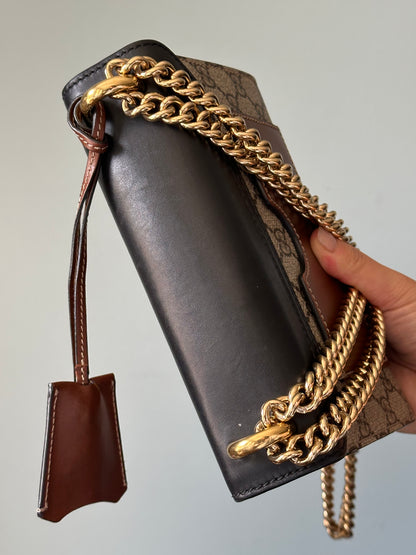 Gucci Small GG Supreme Black Padlock Shoulder Crossbody Bag