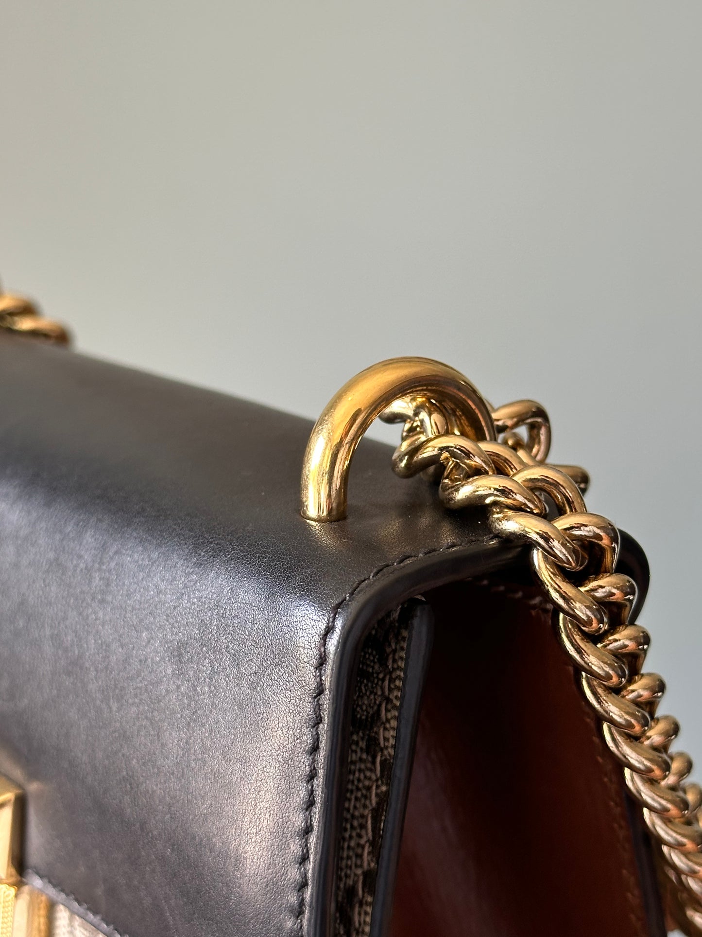Gucci Small GG Supreme Black Padlock Shoulder Crossbody Bag
